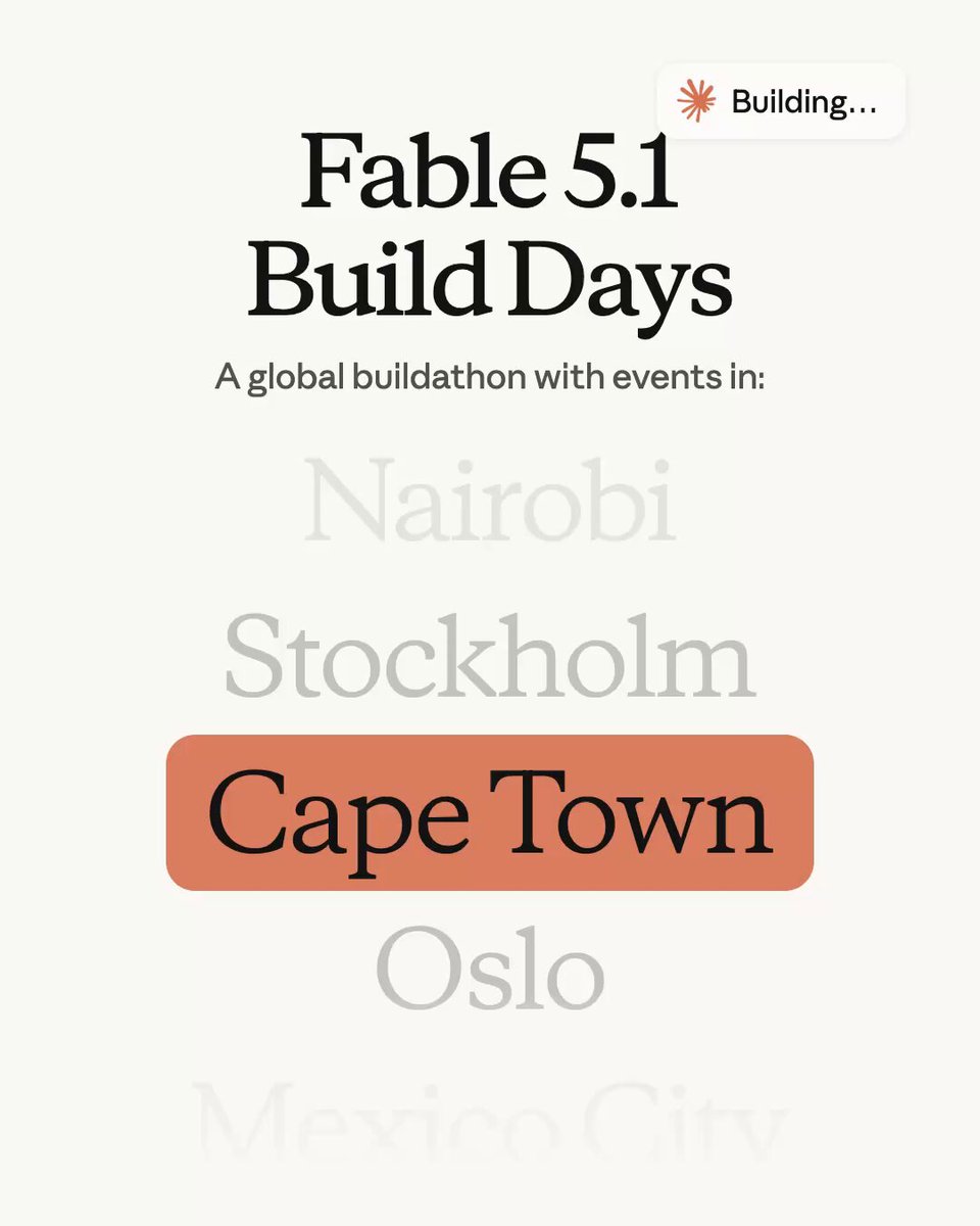 Claude 社区 9/11–25 在全球多城举办 Fable 5.1 Build Days buildathon