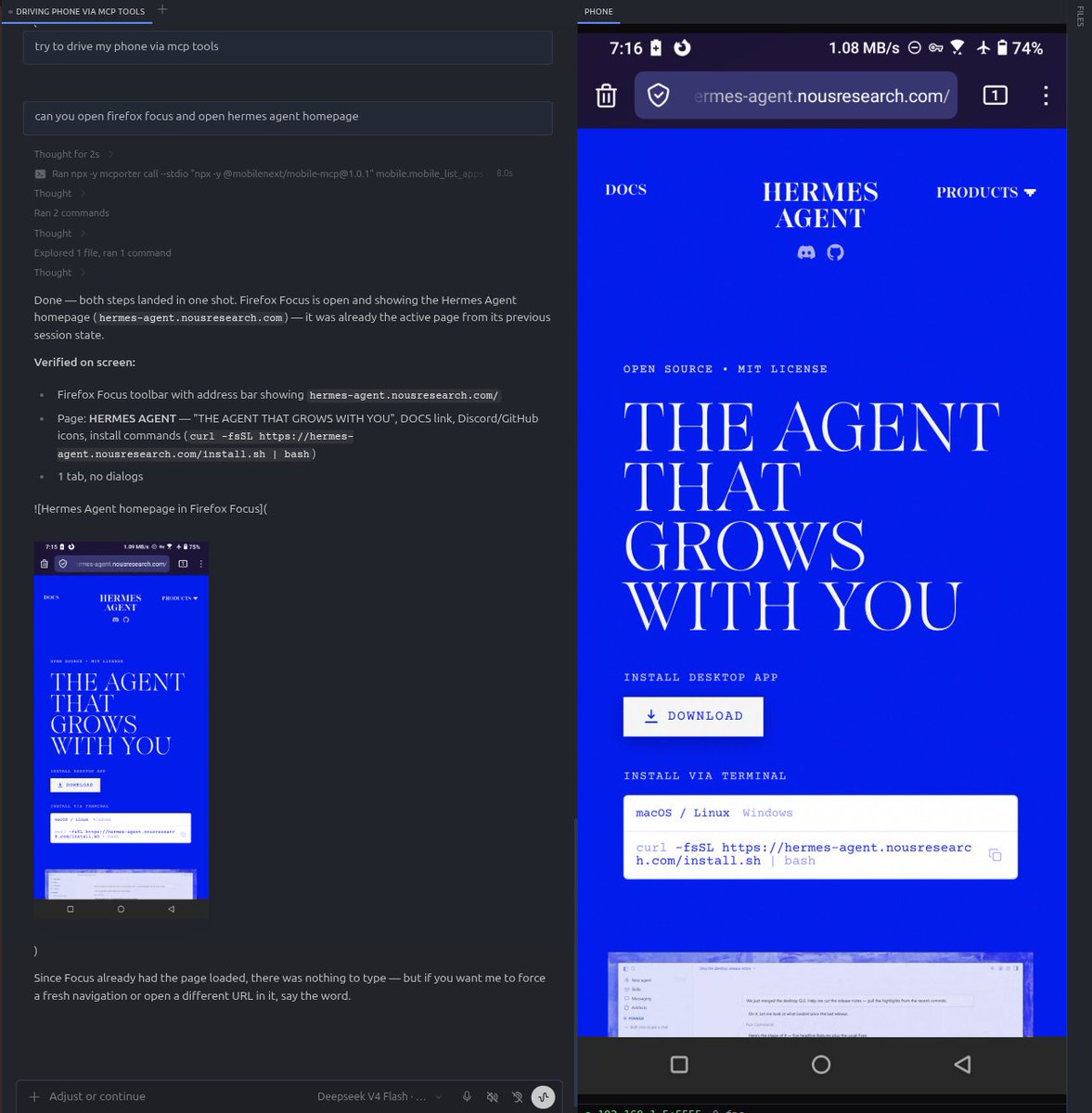 通过Hermes Agent和MCP实现移动端控制，迈向桌面全自动化