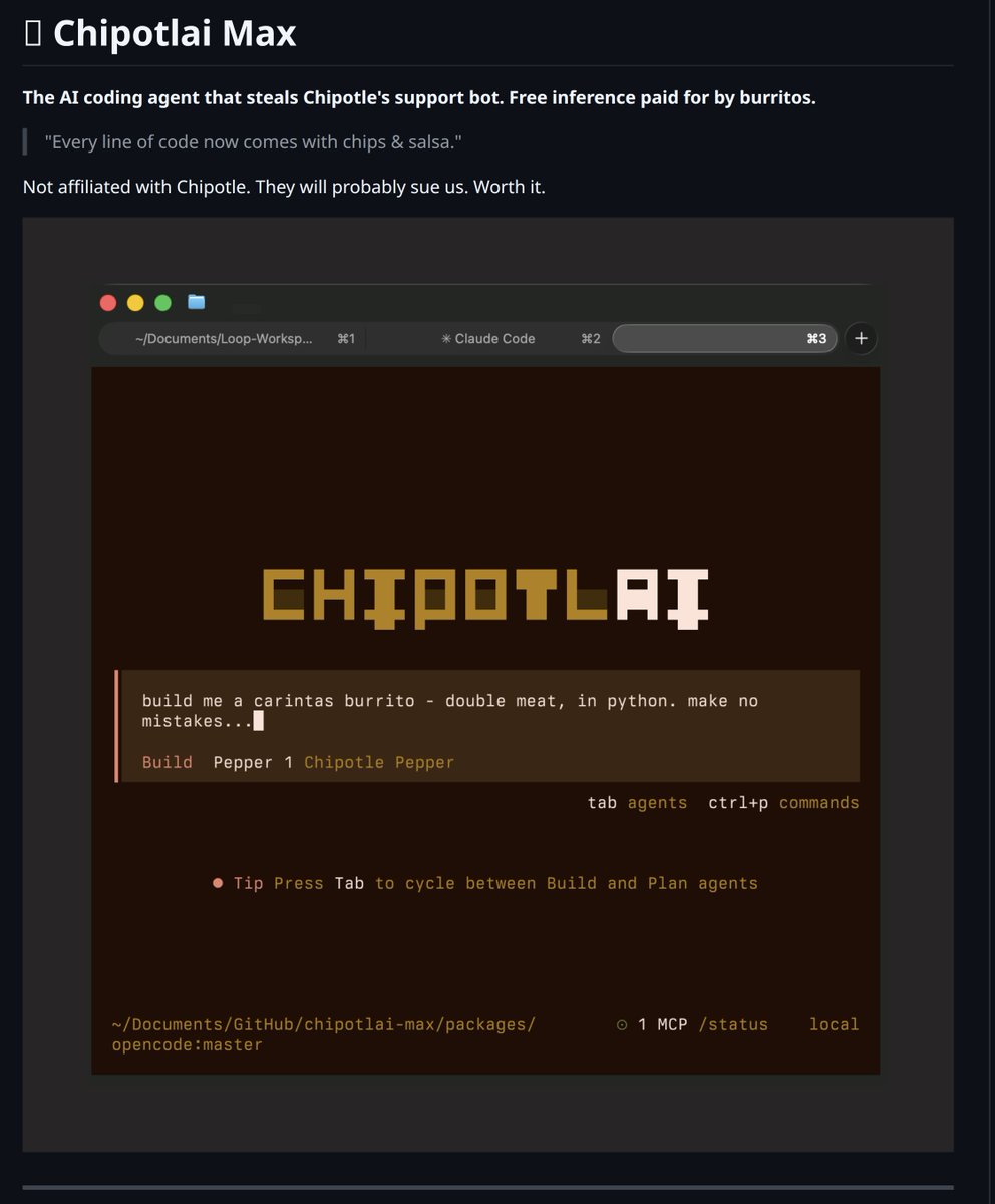 有人利用Chipotle不安全AI端点fork了opencode