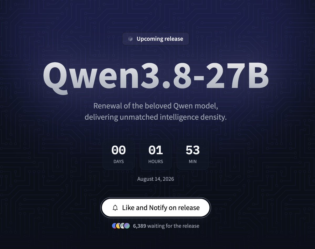 Qwen发布预热：不到2小时即将上线