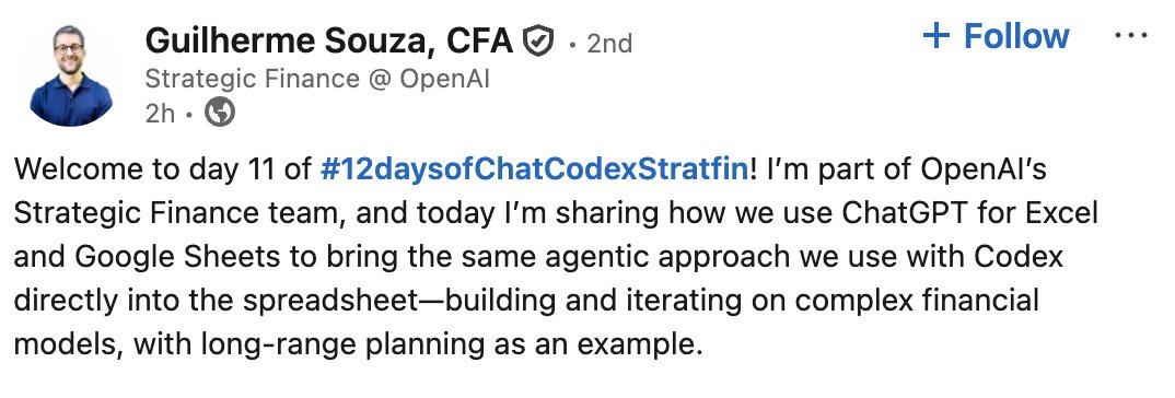 OpenAI用ChatGPT集成电子表格，实现代理化财务建模