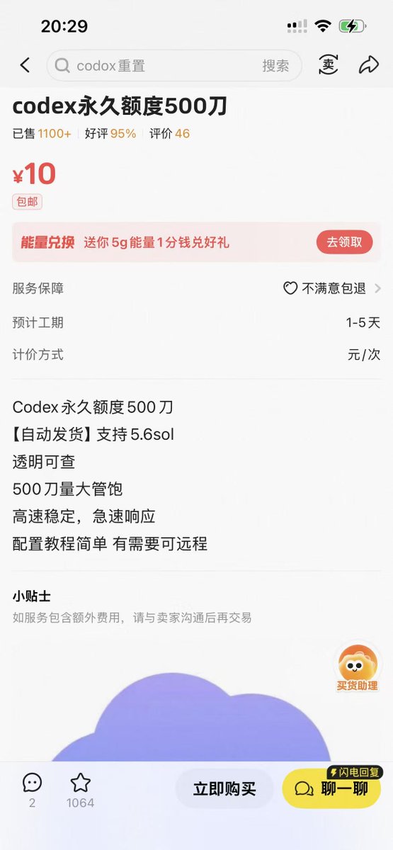 讨论闲鱼低价售卖Codex额度真实性