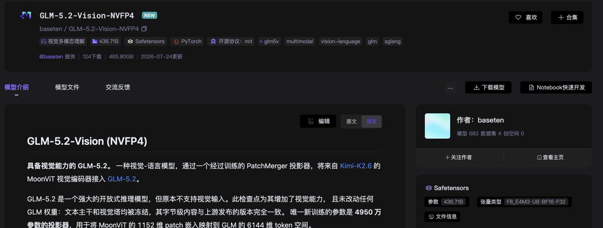 开源社区成功移植Kimi视觉编码器到GLM-5.2