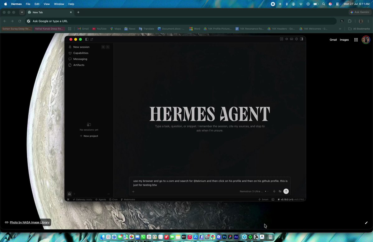 用户分享使用Hermes agent和NIM API的体验