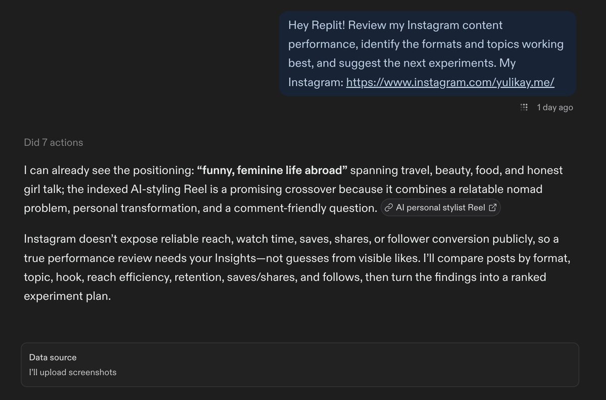 Replit 新增审计社交功能，可分析 IG 账号并生成报告