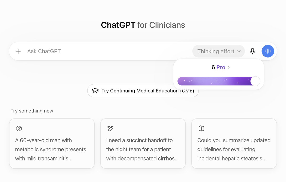 美国认证临床医生今日可经 ChatGPT for Clinicians 免费使用 GPT-6 Astra (Pro)