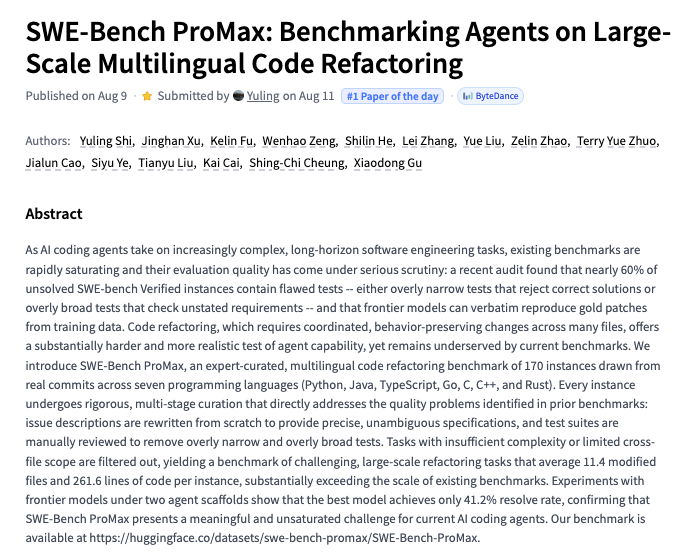 介绍SWE-Bench ProMax,多语言代码重构的agent基准测试
