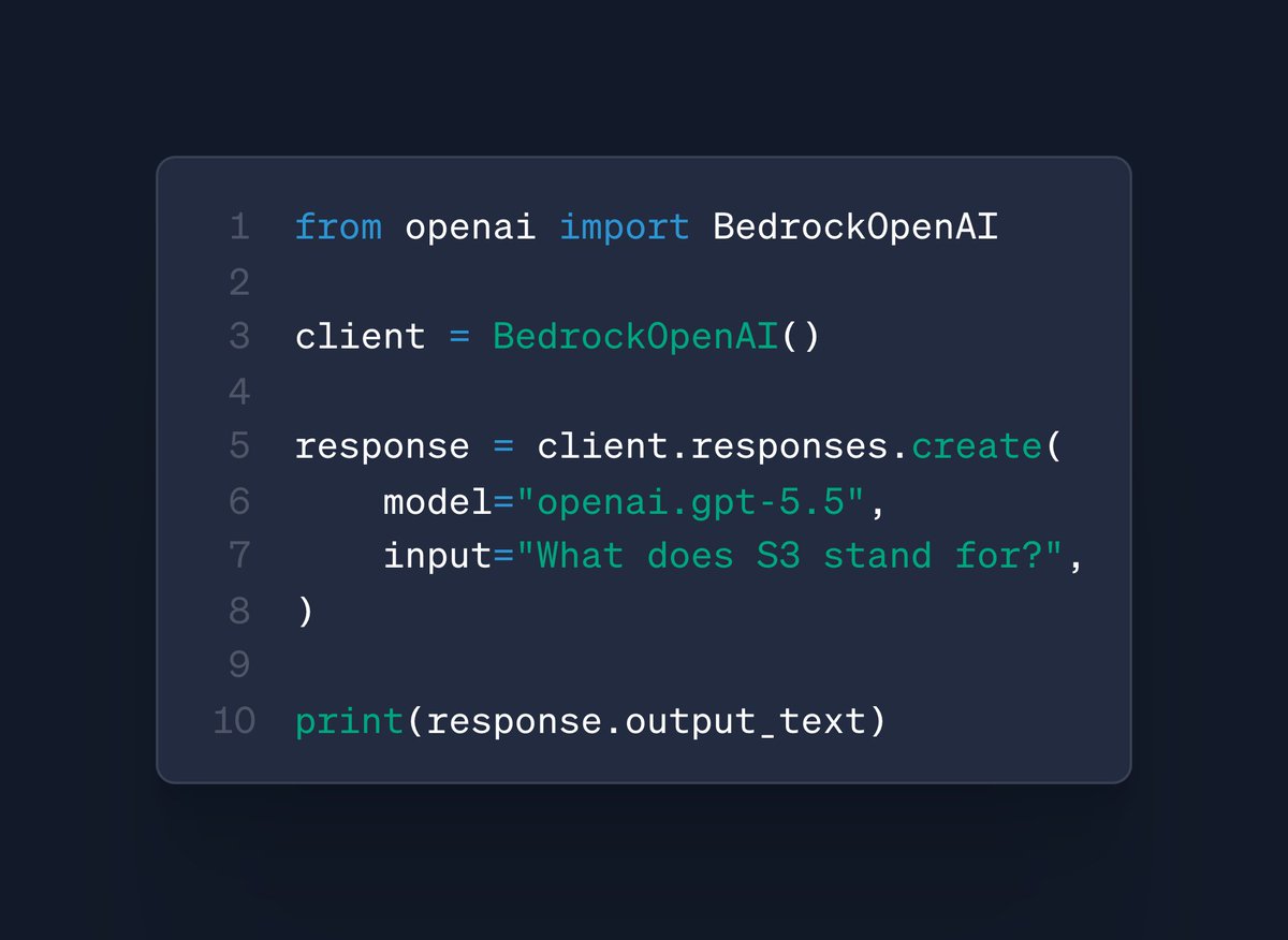 OpenAI模型与Codex集成到Amazon Bedrock工作流