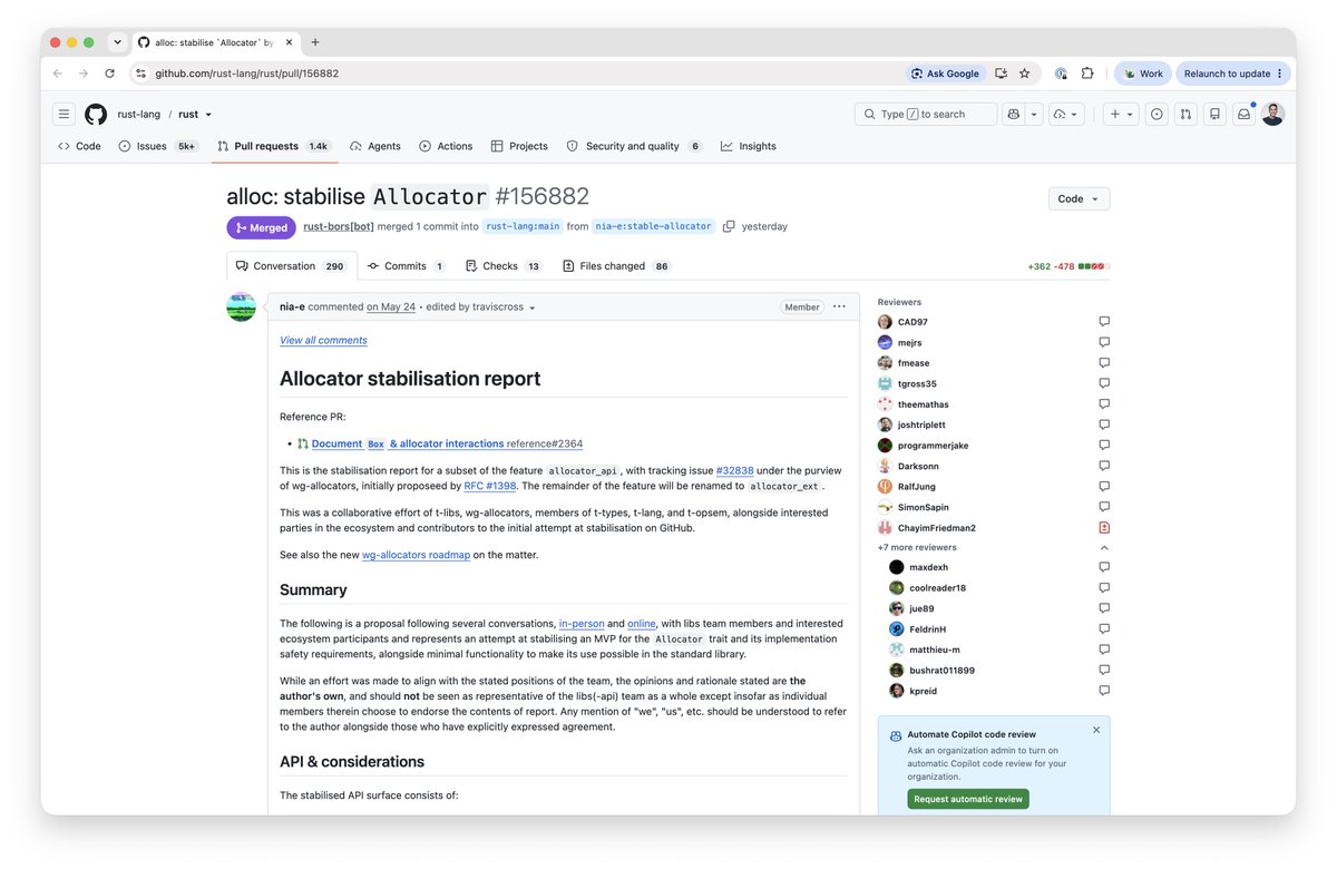 Rust 的 Allocator API 已稳定,将于 Rust 1.100 发布