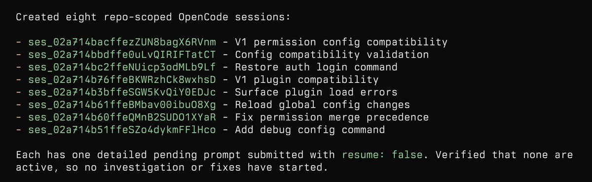 opencode v2 能识别自身 API，根据问题自动创建会话并批量处理
