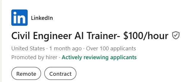 LinkedIn招土木工程师做AI Trainer，教AI懂土木
