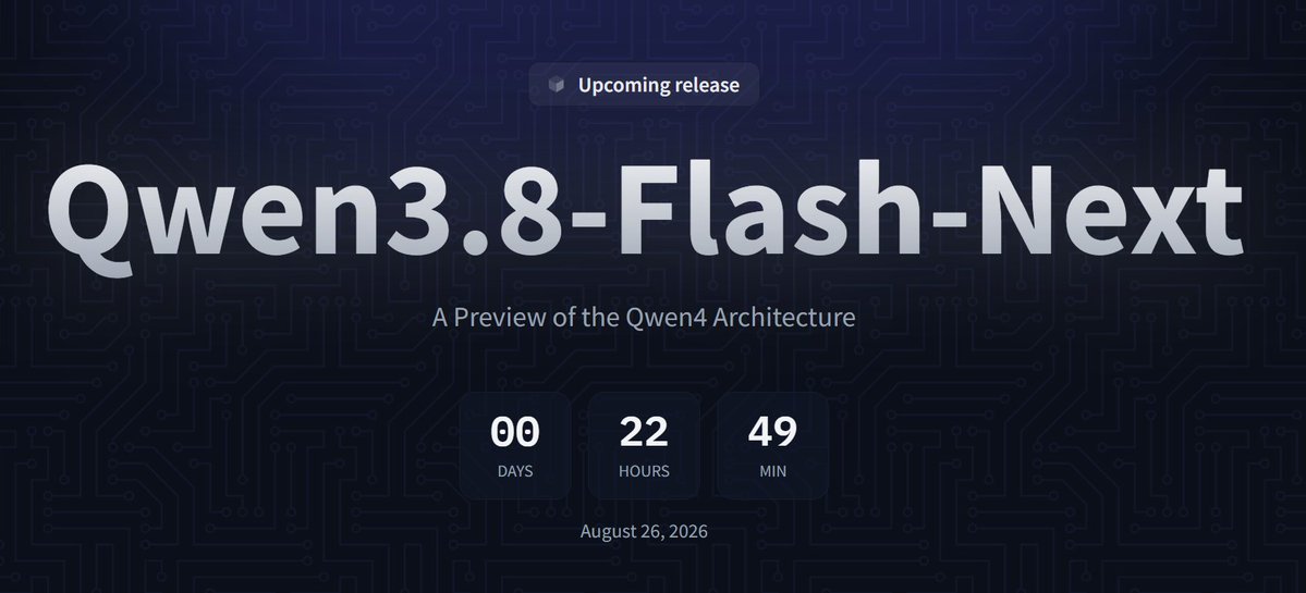 Qwen3.8 Flash 发布倒计时22小时，本地AI不眠。