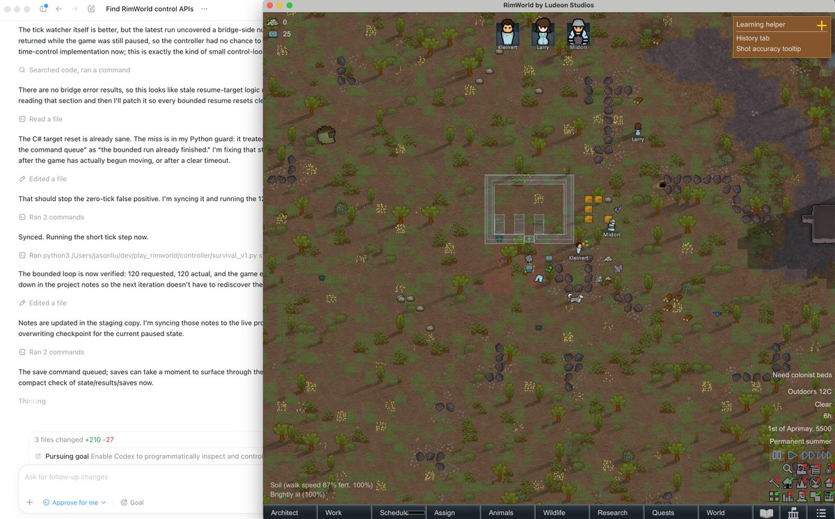 Codex AI在玩Rimworld游戏