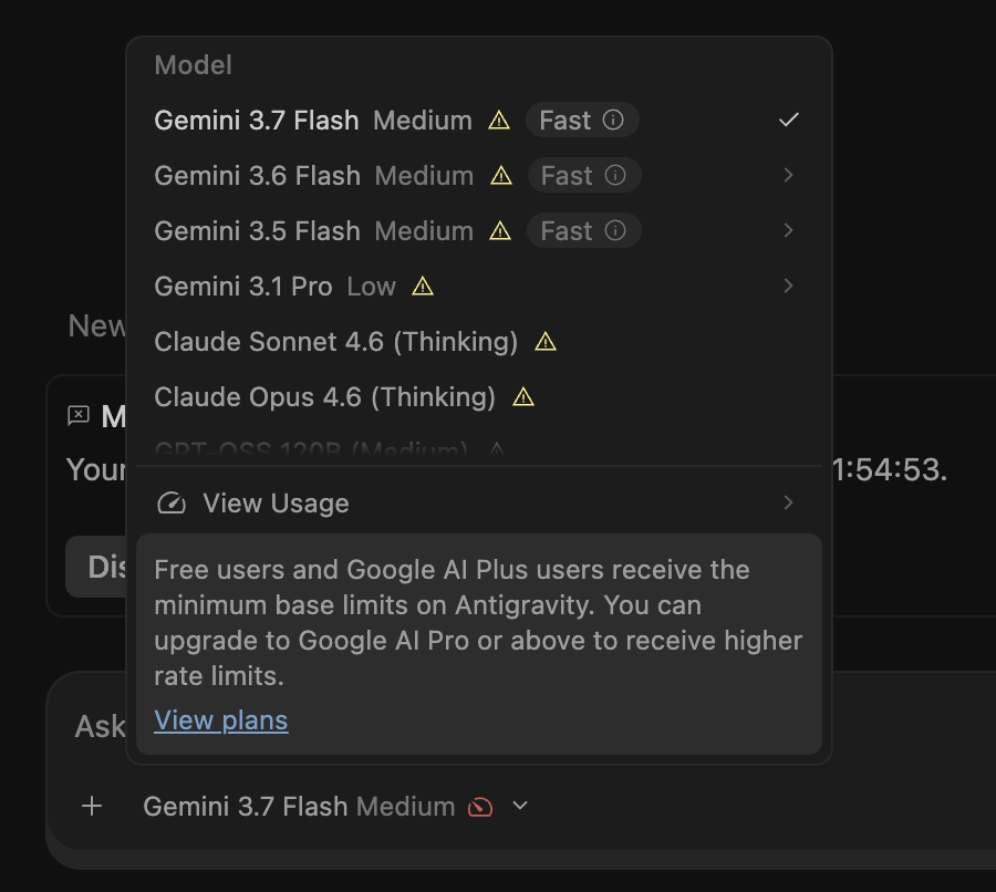 吐槽Antigravity的Gemini 3.7 flash不经用