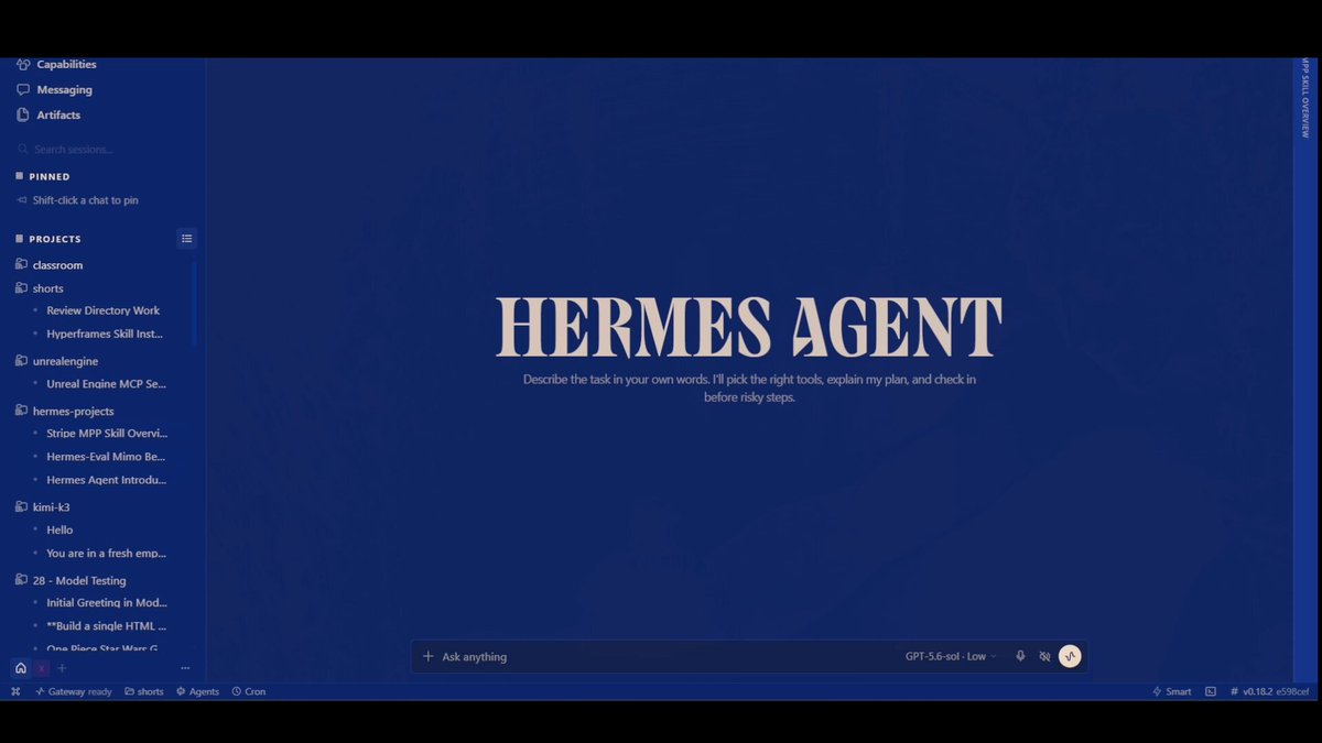 Hermes Agent桌面应用UI升级，支持多会话和灵活布局