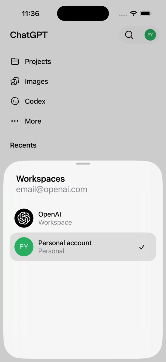 ChatGPT iOS 推出工作区切换体验