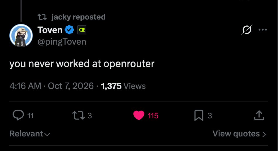 蓝标账号谎称自己曾在 OpenRouter 工作,被现员工证伪。