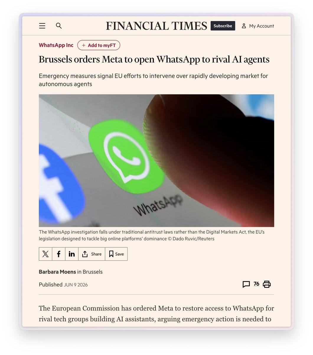 Poke在欧盟重回WhatsApp，AI助手市场开放