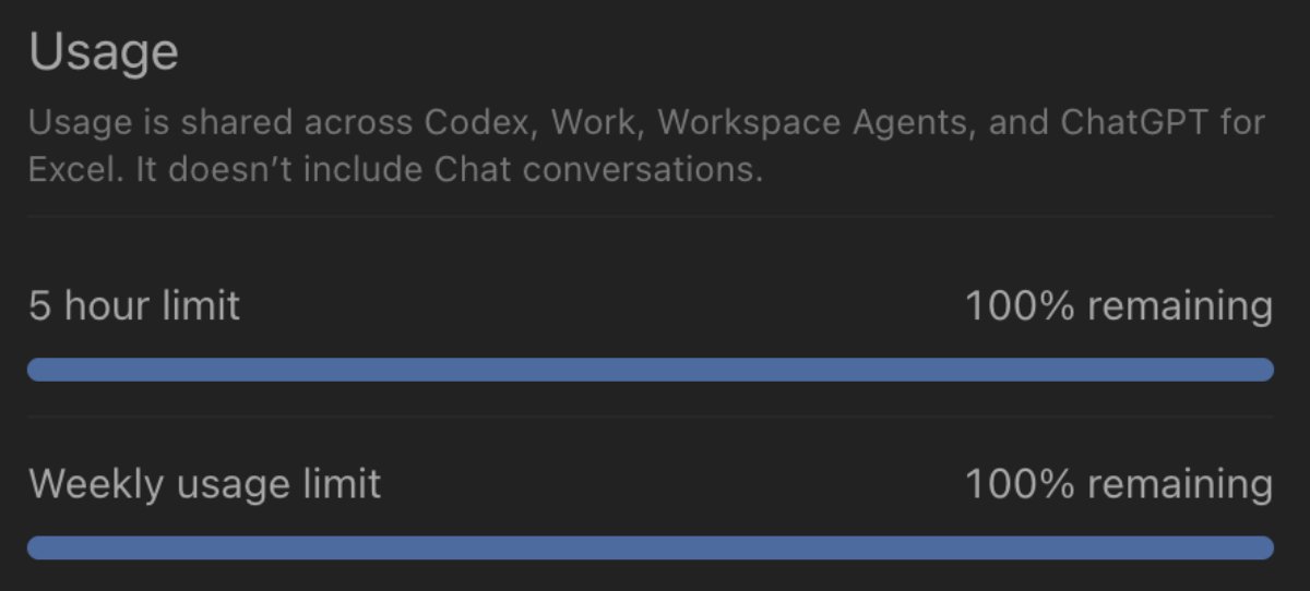 Codex突然重置，已恢复5小时，作者表示无语