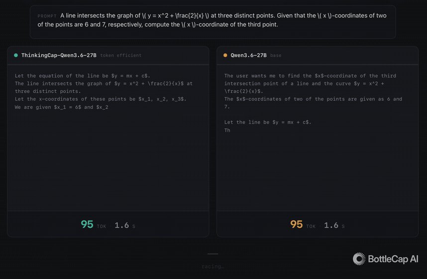 Qwen3.6-27B通过微调减少思考token达50%-90%+