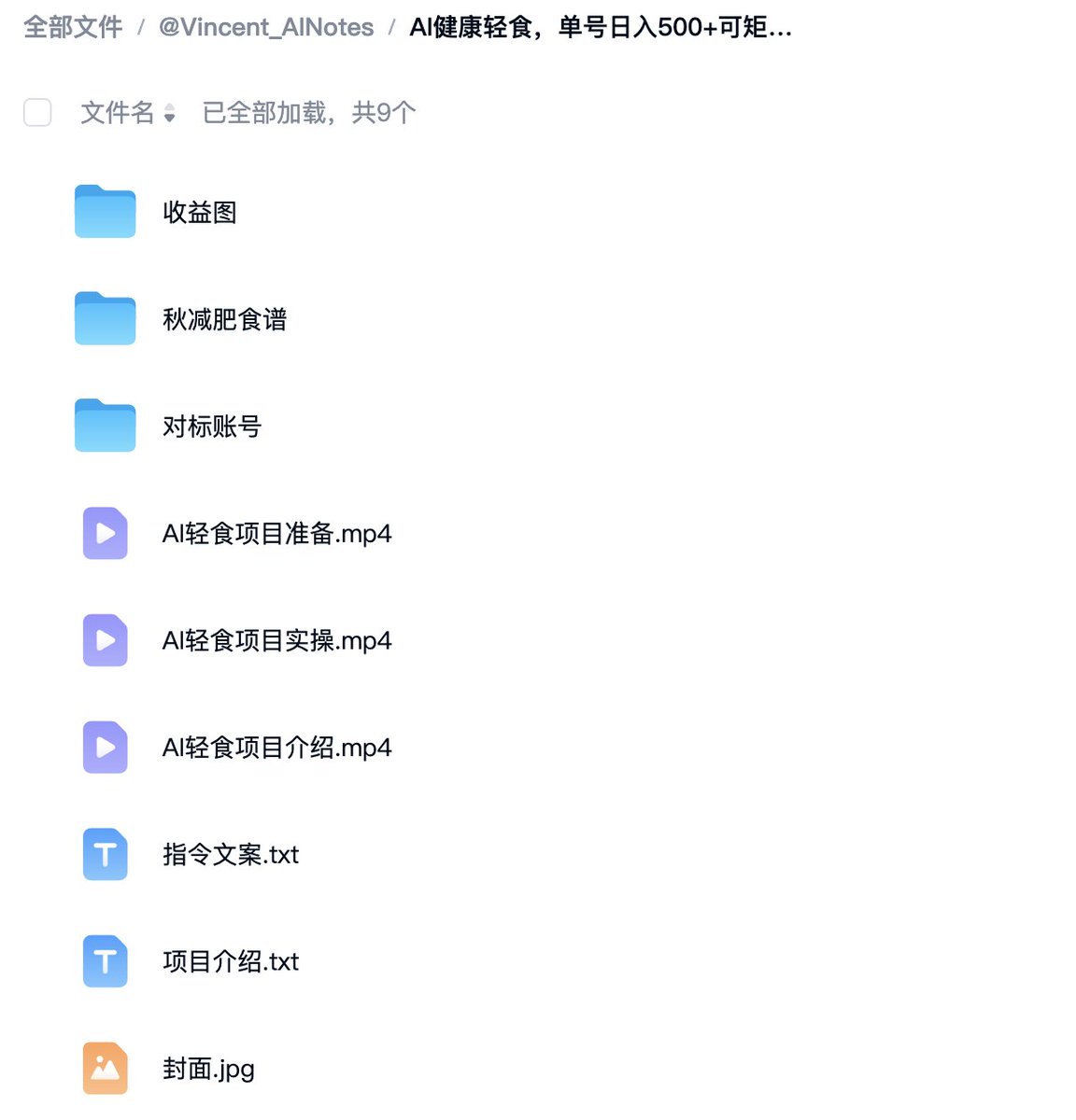 分享AI轻食内容项目资料包