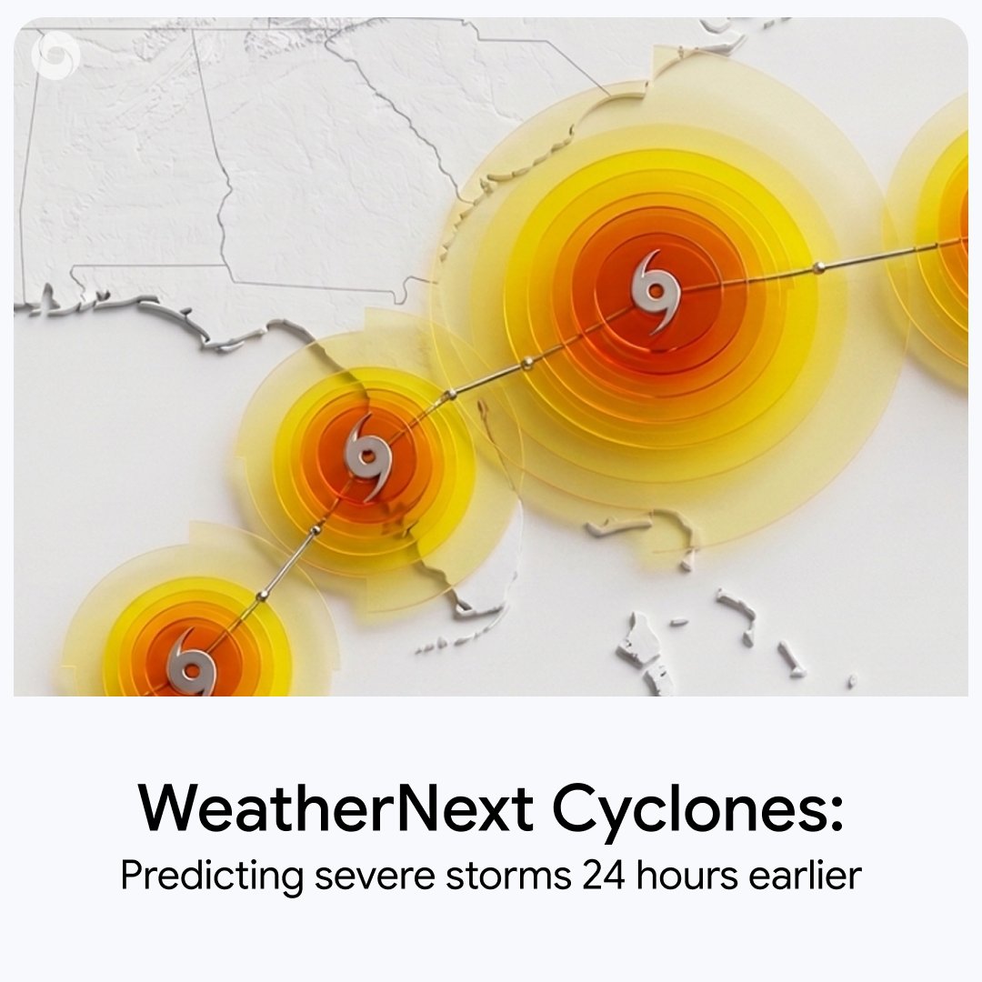 DeepMind 发布 WeatherNext 模型，可提前 24 小时预测气旋
