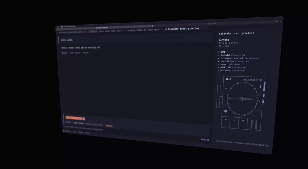 Kit Langton发布opencode v2的两个新功能。
