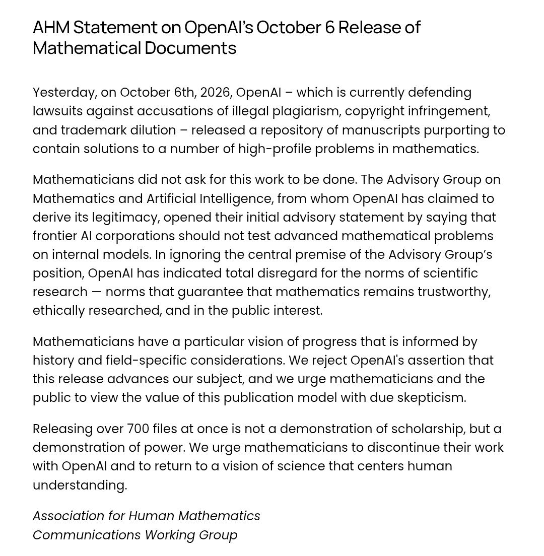 人类数学协会要求会员宣誓:不与商业 AI 公司合作、不发表 AI 生成数学文本