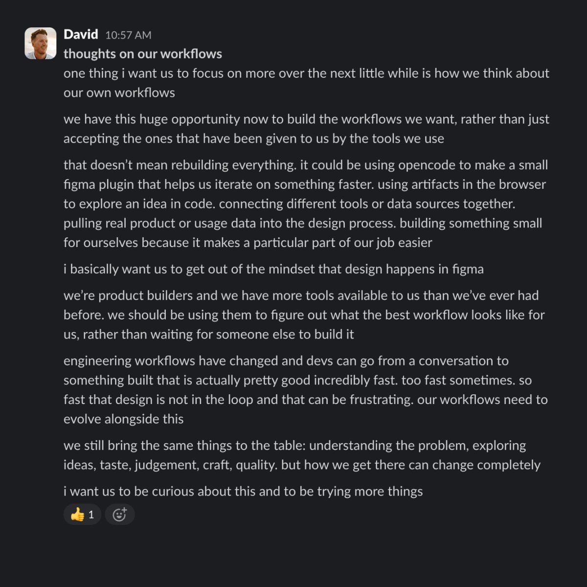 转推 David Hill 关于团队工作流的分享