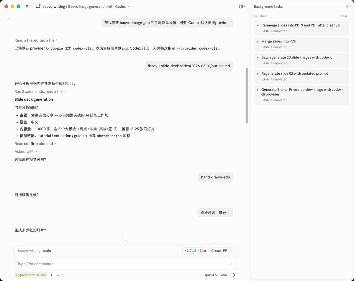 baoyu-image-gen支持Codex-cli画图
