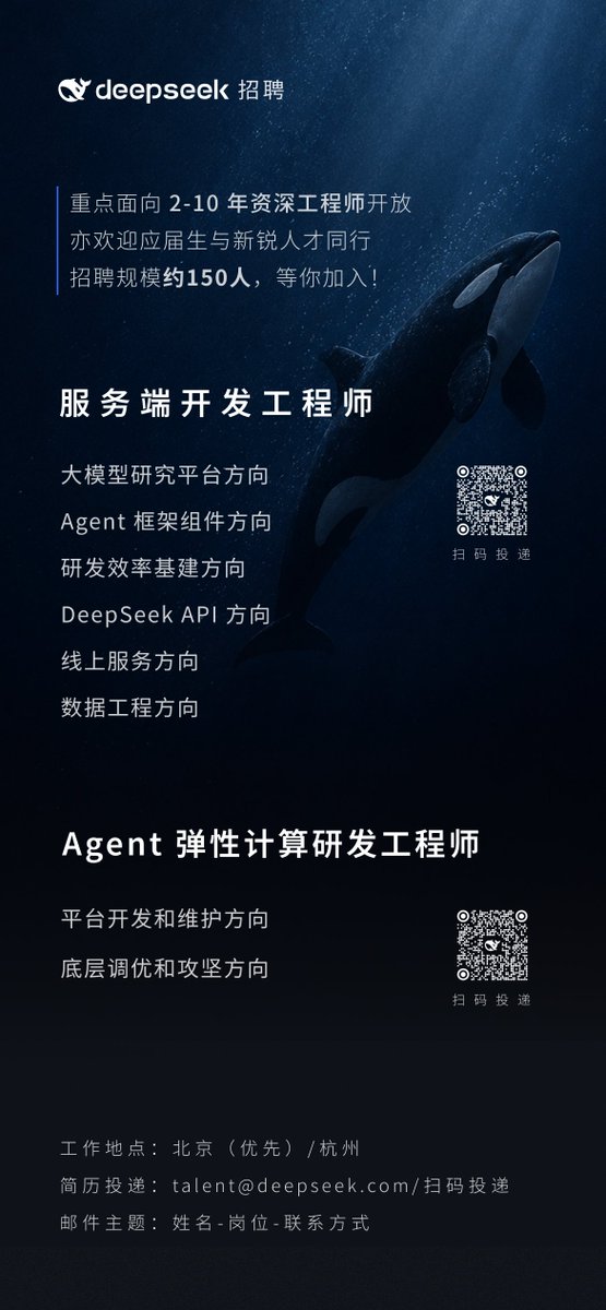 DeepSeek社招资深后端，约150个HC，简历直投。