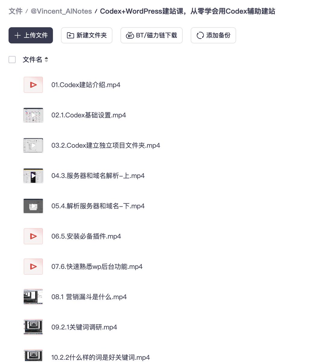 分享用Codex辅助搭建WordPress独立站的课程，涵盖建站、SEO与内容营销。