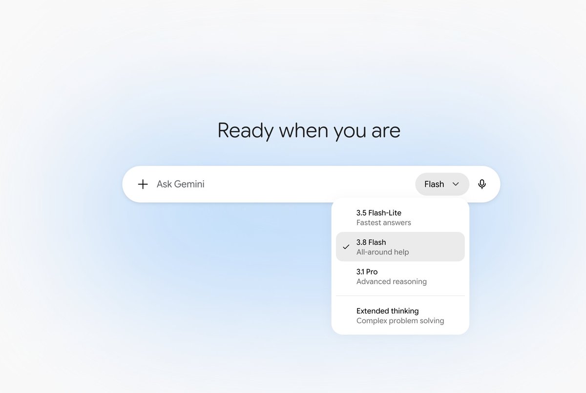 谷歌Gemini App上线3.8 Flash