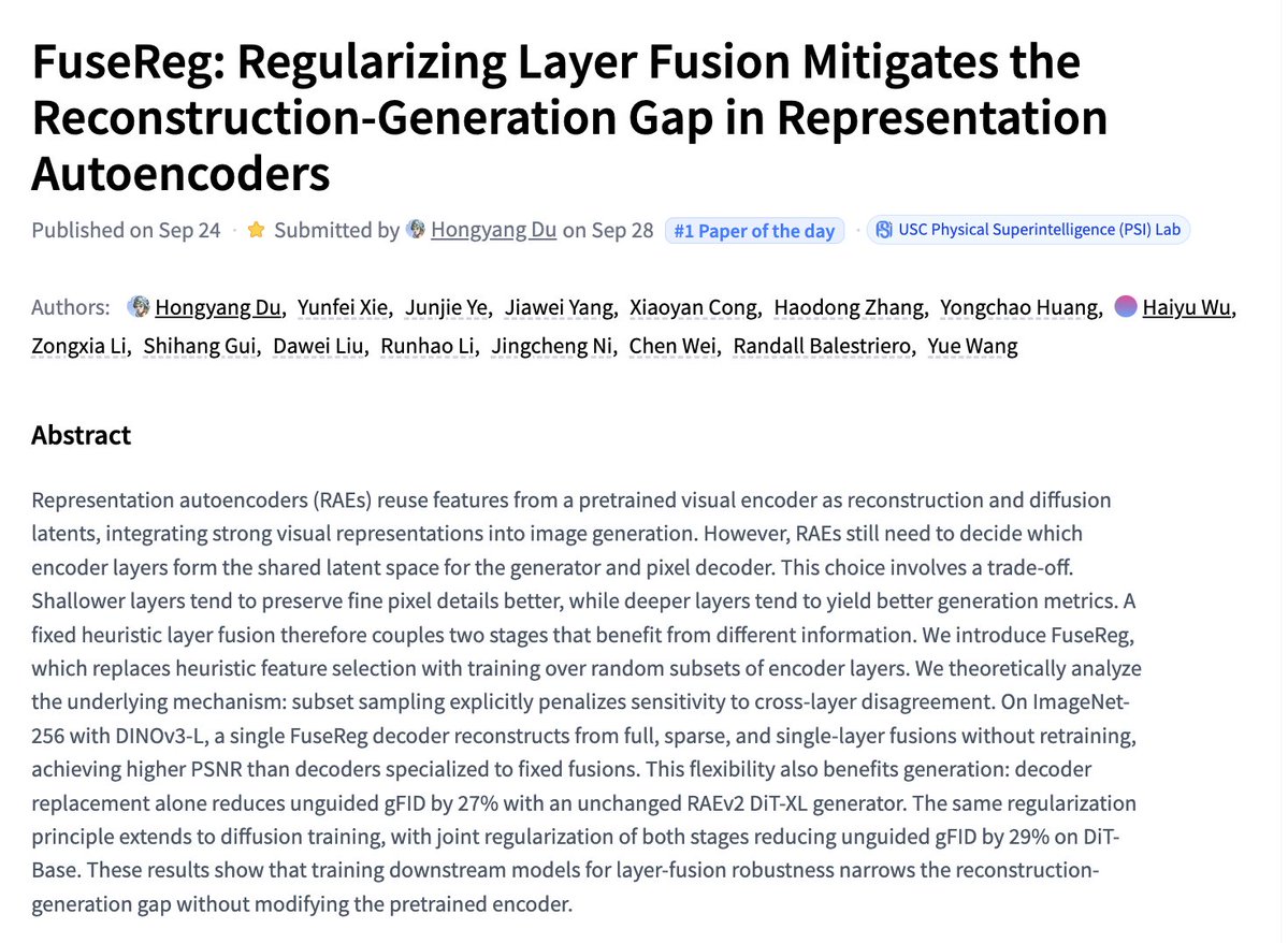 论文 FuseReg:正则化层融合缓解表征自编码器的重建-生成差距