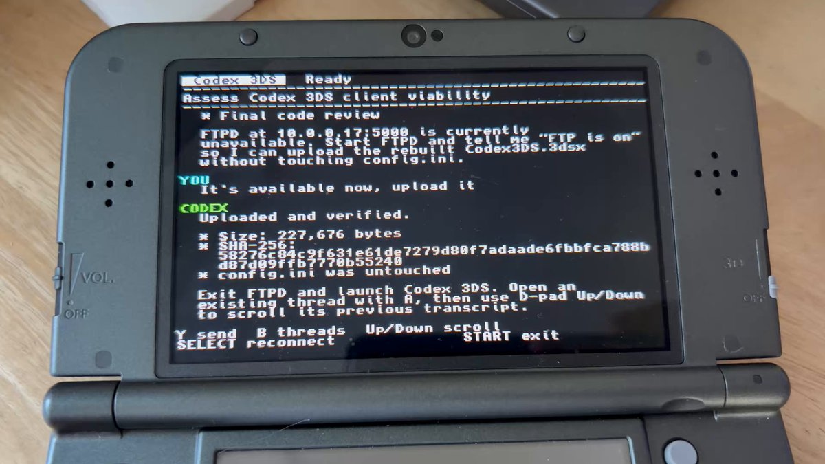 Codex 3DS新增恢复线程和显示转录功能